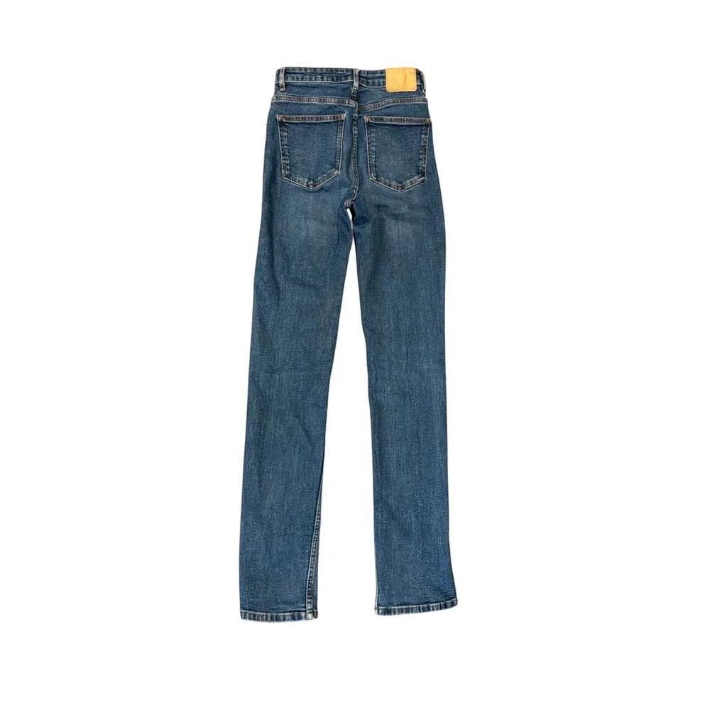 Zara‎ High Rise Skinny Jeans Blue Medium Wash Side Slit Hem Size 2 US 34 EUR